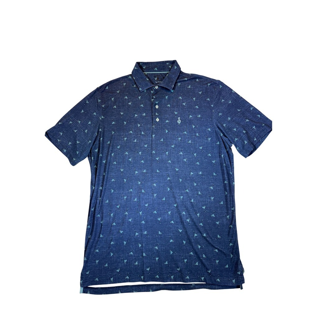 Johnnie O Mens Short Sleeve Polo Shirt Martini Print Blue Size XL